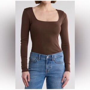 7 For All Mankind Chocolate Long Sleeve Top